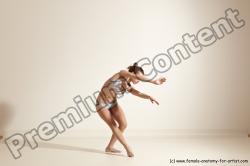 Swimsuit Gymnastic poses Woman White Moving poses Slim long brown Dynamic poses Academic